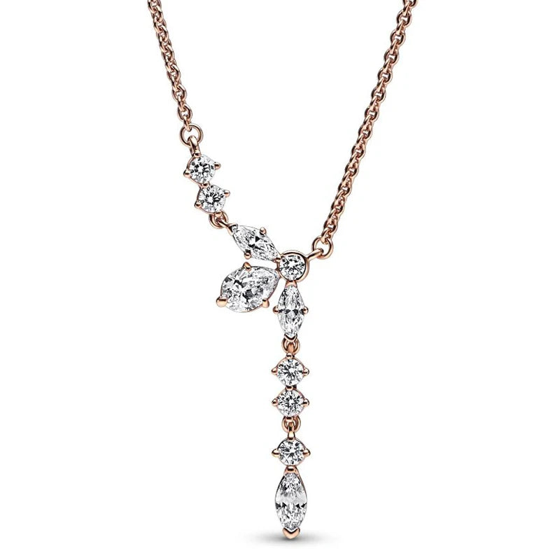 Rose Sparkling Herbarium Cluster Drop Necklace
