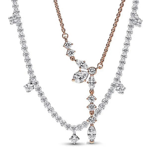 Rose Sparkling Herbarium Cluster Drop Necklace