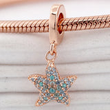 Rose Starfish Charm Bracelet with Crystal Beads 925 Silver
