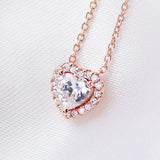 925 Silver Rose Heart Pendant Necklace & Bracelet Charm Set