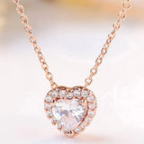 925 Silver Rose Heart Pendant Necklace & Bracelet Charm Set