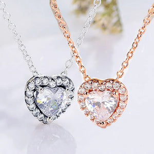 925 Silver Rose Heart Pendant Necklace & Bracelet Charm Set