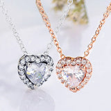 925 Silver Rose Heart Pendant Necklace & Bracelet Charm Set