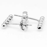 Row Of Polished Beads Stud Earrings 925 Sterling Silver Wedding Gift