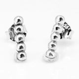 Row Of Polished Beads Stud Earrings 925 Sterling Silver Wedding Gift
