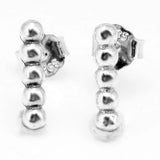 Row Of Polished Beads Stud Earrings 925 Sterling Silver Wedding Gift