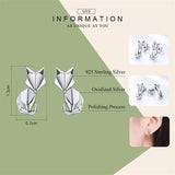 S925 Fox Stud Earrings, 925 Sterling Silver Couple Animal Shaped Earrings