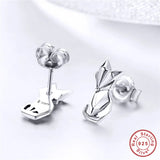 S925 Fox Stud Earrings, 925 Sterling Silver Couple Animal Shaped Earrings
