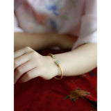 S925 Sterling Silver Bracelet Women Hetian Jade Ancient Orchid Retro Chinese