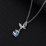 S925 Silver Butterfly Necklace Sugar Crystals Collarbone Chain Jewelry