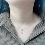 S925 Silver Butterfly Necklace Sugar Crystals Collarbone Chain Jewelry