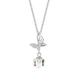 S925 Silver Butterfly Necklace Sugar Crystals Collarbone Chain Jewelry