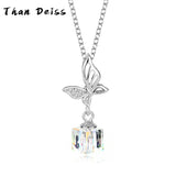 S925 Silver Butterfly Necklace Sugar Crystals Collarbone Chain Jewelry