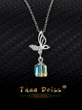 S925 Silver Butterfly Necklace Sugar Crystals Collarbone Chain Jewelry