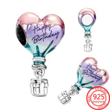 925 Silver Hot Air Balloon Bracelet & Necklace Set, Birthday Gift