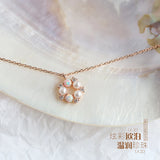 S925 Sterling Silver Flower Circle Necklace Kpop Unique Design Chain Girls