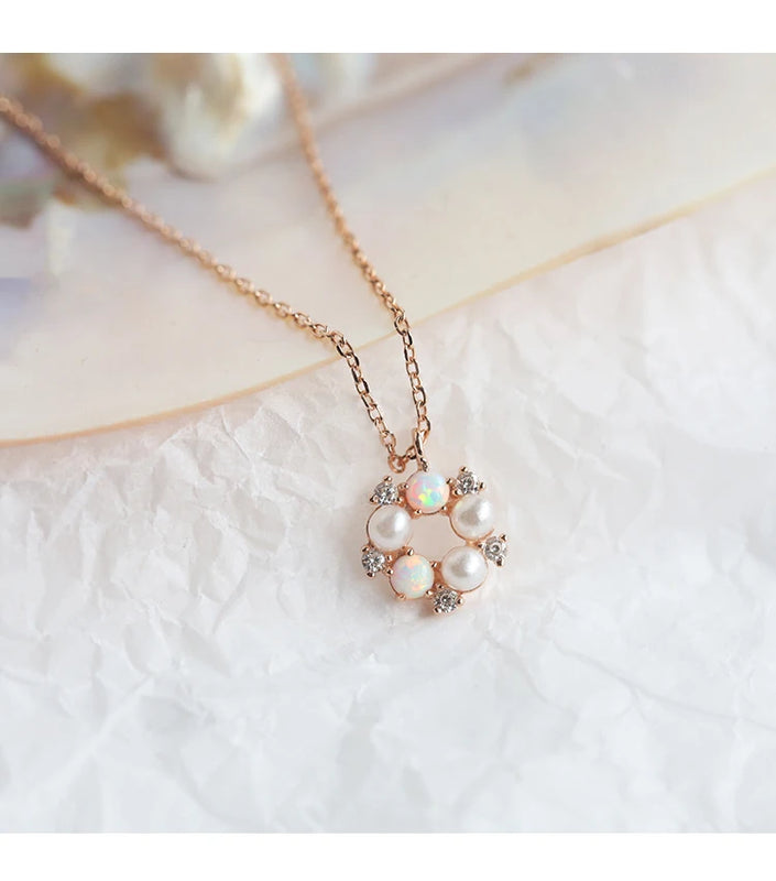 S925 Sterling Silver Flower Circle Necklace Kpop Unique Design Chain Girls