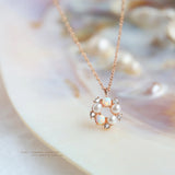 S925 Sterling Silver Flower Circle Necklace Kpop Unique Design Chain Girls