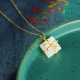 S925 Silver Jade Bow Pendant Necklace, Gift for Her