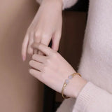 S925 Sterling Silver Magnolia Open-End Bangle Bracelet