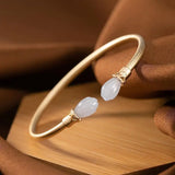 S925 Sterling Silver Magnolia Open-End Bangle Bracelet