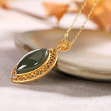 S925 Silver Diamond Hetian Jade Gray Jade Pendant