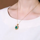 Vintage Amazonite Pendant Antique Silver Pattern Clavicle Pendant