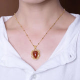 S925 Red Agate Pearl Leaf Pendant Chain Set