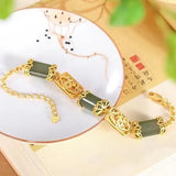 Sterling Silver Gold-Plated Hetian Jade Gray Jade Chinese Ruyi