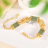 Sterling Silver Gold-Plated Hetian Jade Gray Jade Chinese Ruyi