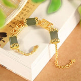 Sterling Silver Gold-Plated Hetian Jade Gray Jade Chinese Ruyi