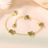 Sterling Silver Plated Hetian Jade Bracelet Cat's Paw