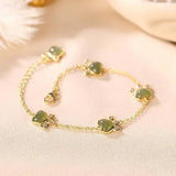 Sterling Silver Plated Hetian Jade Bracelet Cat's Paw