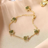 Sterling Silver Plated Hetian Jade Bracelet Cat's Paw