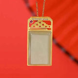 925 Silver Gold-Plated Hetian Jade Gray Jade Pendant Chinese Style