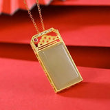 925 Silver Gold-Plated Hetian Jade Gray Jade Pendant Chinese Style