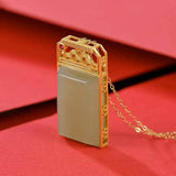 925 Silver Gold-Plated Hetian Jade Gray Jade Pendant Chinese Style