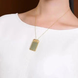 925 Silver Gold-Plated Hetian Jade Gray Jade Pendant Chinese Style