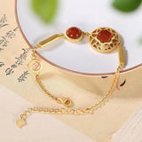S925 Sterling Silver Southern Red Agate Goddess Bracelet