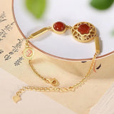 S925 Sterling Silver Southern Red Agate Goddess Bracelet