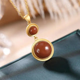Southern Red Agate Pendant, Sterling Silver Plated, Creative Lady Design