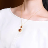 Southern Red Agate Pendant, Sterling Silver Plated, Creative Lady Design