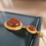 Southern Red Agate Pendant, Sterling Silver Plated, Creative Lady Design