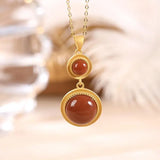 Southern Red Agate Pendant, Sterling Silver Plated, Creative Lady Design