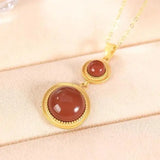 Southern Red Agate Pendant, Sterling Silver Plated, Creative Lady Design