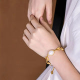 S925 Sterling Silver Golden Hetian Jade Jade Goddess Bracelet