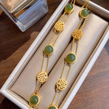S925 Sterling Silver Hetian Jade Bracelet Fu Character Female Temperamental