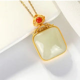 S925 Sterling Silver Hetian Jade Gray Jade Women's Collarbone Necklace