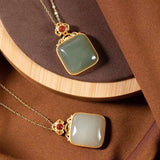 S925 Sterling Silver Hetian Jade Gray Jade Women's Collarbone Necklace