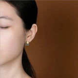 S925 Sterling Silver Hetian Jade Leaf Necklace Set